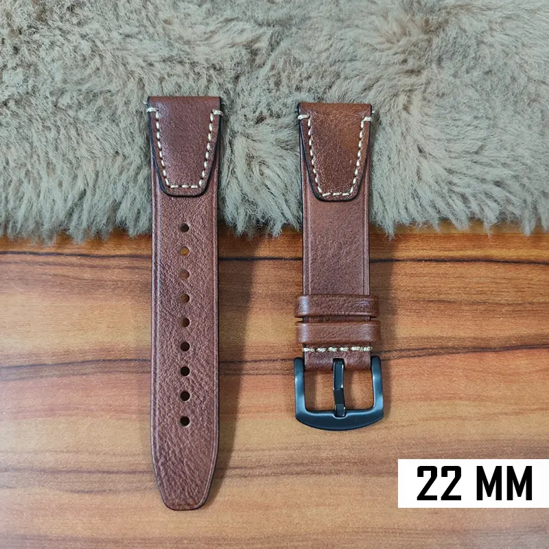 22mm Brown Premium Quality Pure Leather Watch Strap